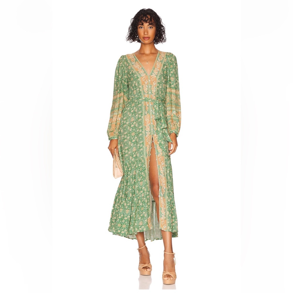 SPELL madame peacock button through gown